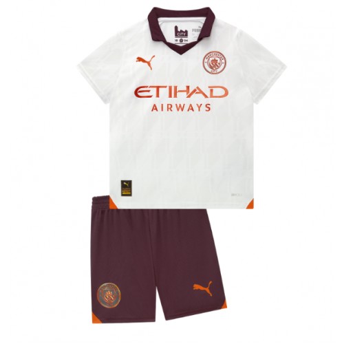 Echipament fotbal Manchester City Tricou Deplasare 2023-24 pentru copii maneca scurta (+ Pantaloni scurti)